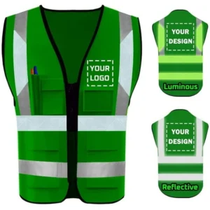 High Visibility Reflective Safety Vest Customize Logo With 5 Pockets Protective Workwear Outdoor Work Vest