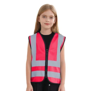 XUNZOO Kids Safety Vest High Visibility Reflective Vest Construction Worker Traffic Vest with Strips A Hot Pink L